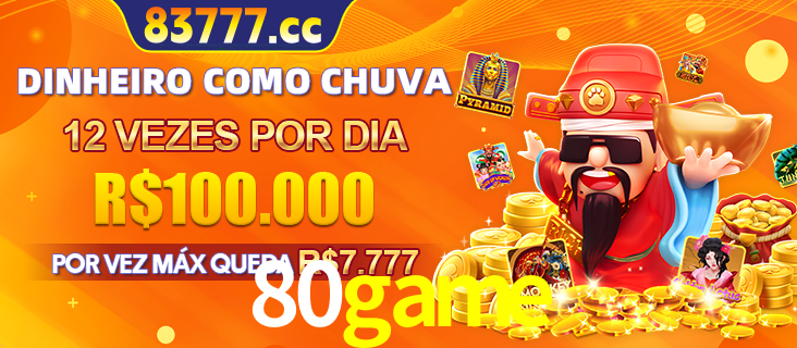 Banner do programa de recompensas Recomende para amigos do 80game, detalhando os bônus por convidar amigos, com prêmios que chegam a R$288.888.
