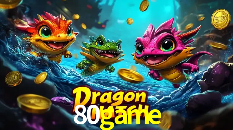 Arte promocional do jogo Dragon Hatch com três adoráveis dragões bebês nadando entre moedas de ouro, um dos slots mais divertidos para jogar no cassino 80game.